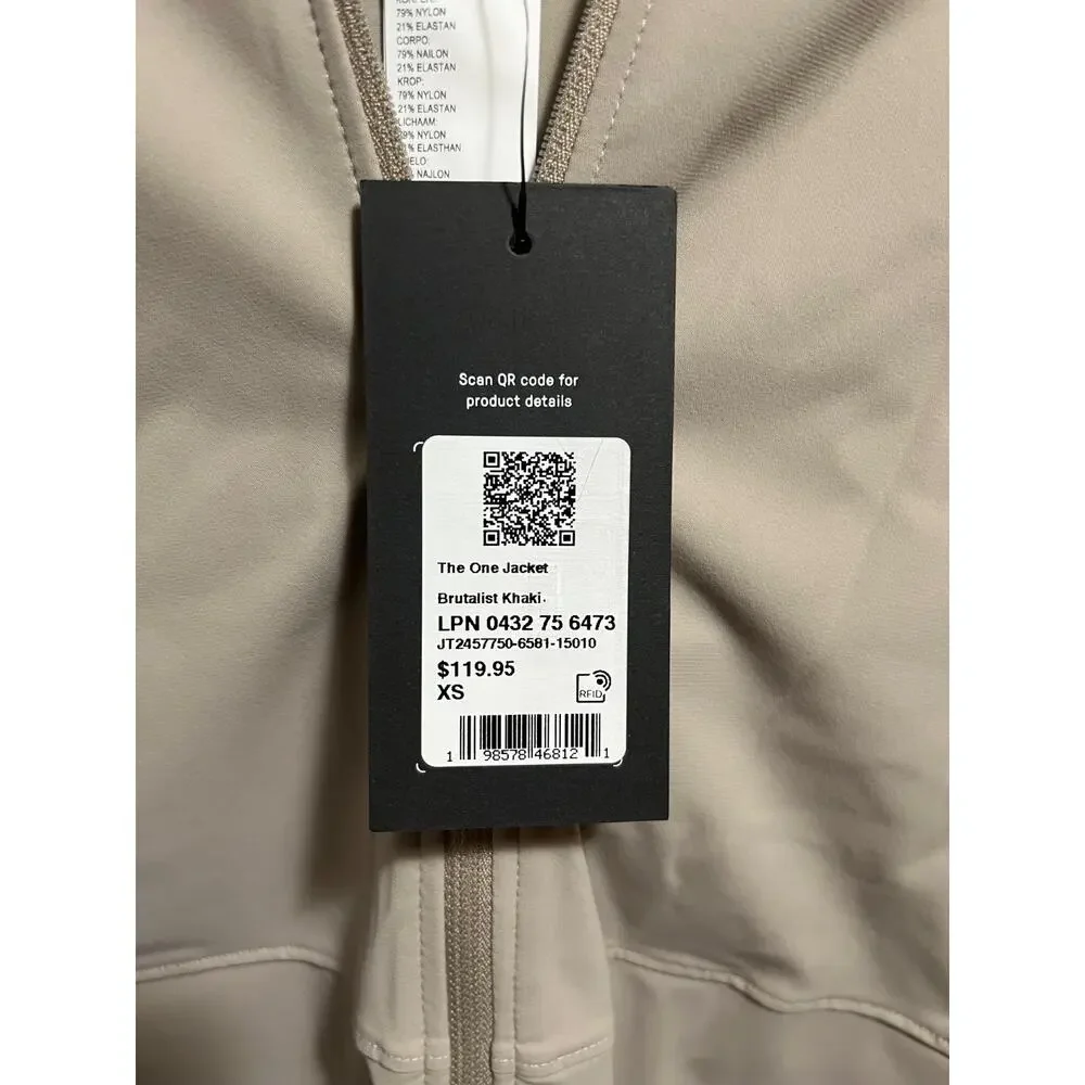 NWT Fabletics Men’s The One Jacket XS Brutalist Khaki Quick-Dry‎ Lightweight Zip